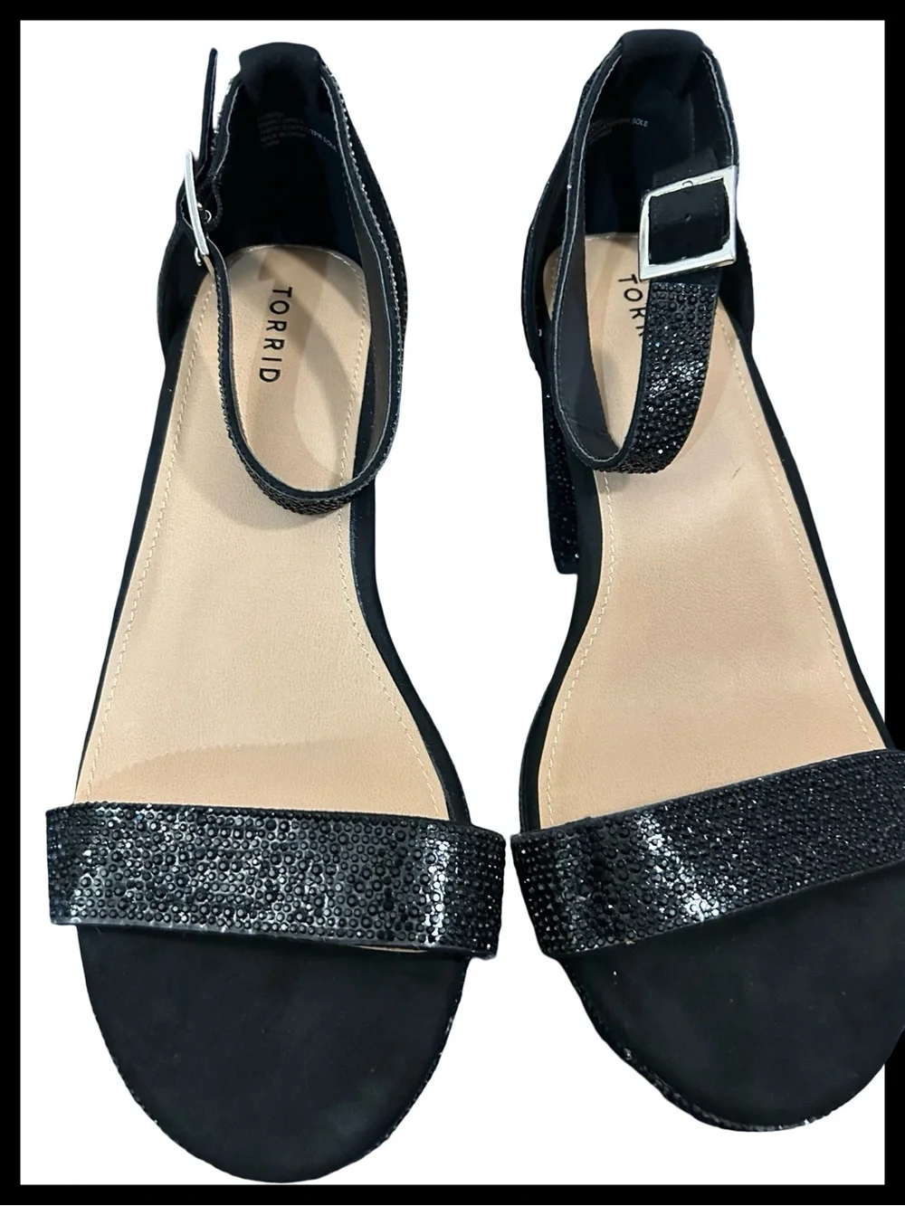 NWOT Torrid Black Rhinestone Embellished Platform Tapered Heel Sandal